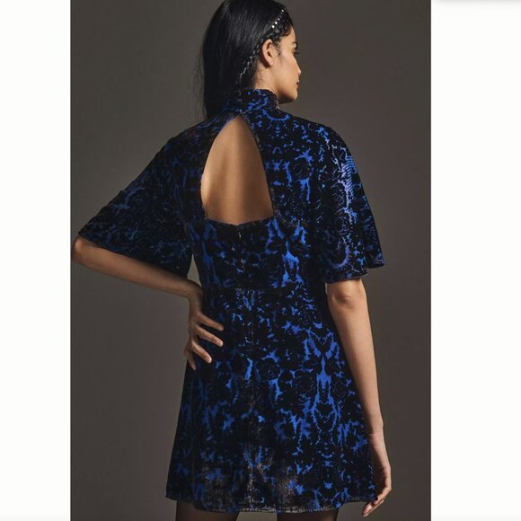 NWT Mock-Neck Velvet Mini Dress - Picture 3 of 7